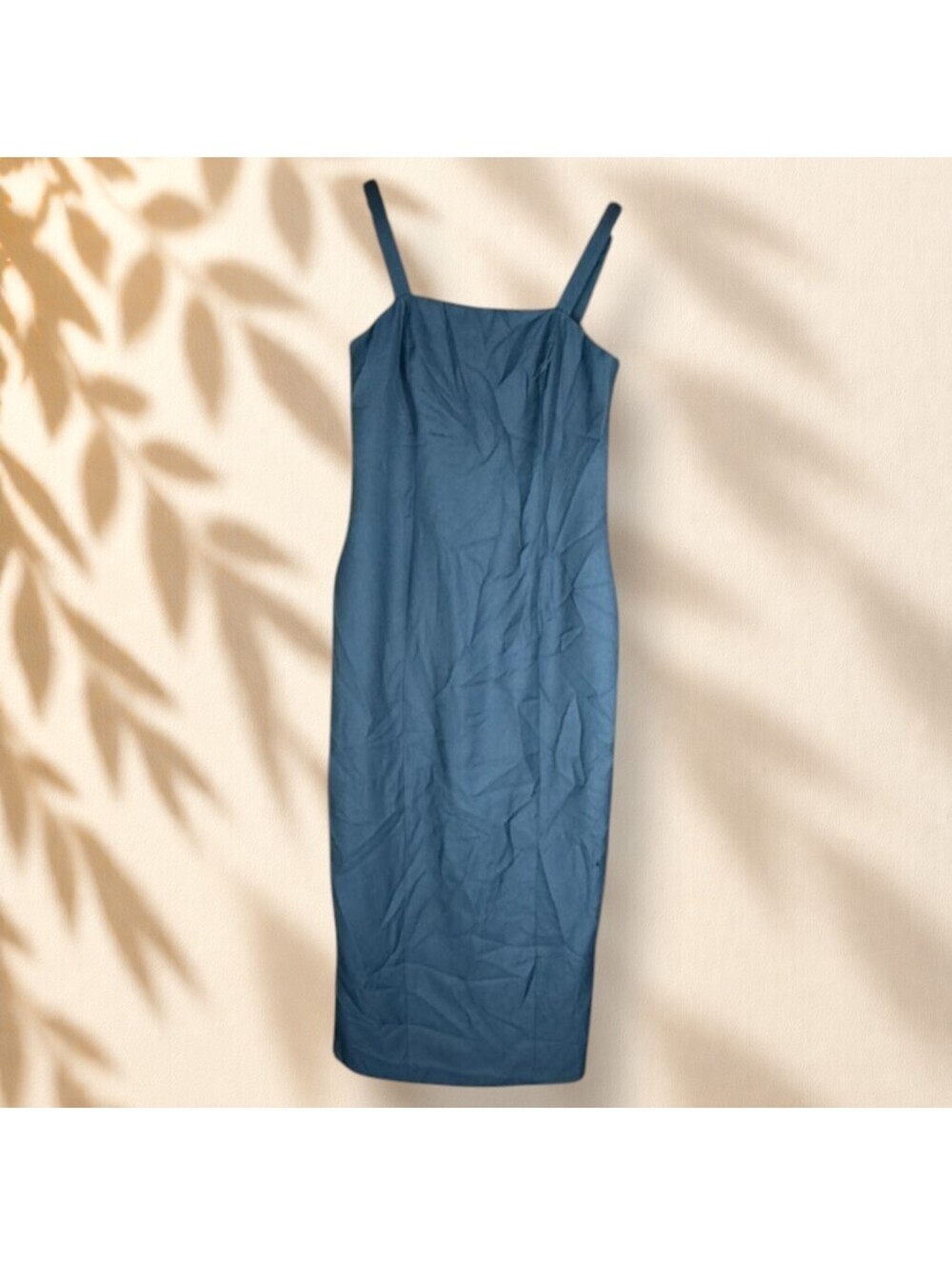 Alex Evenings Dress Women 10 Blue Maxi Long Sleeveless Zipper Boho Square Neck